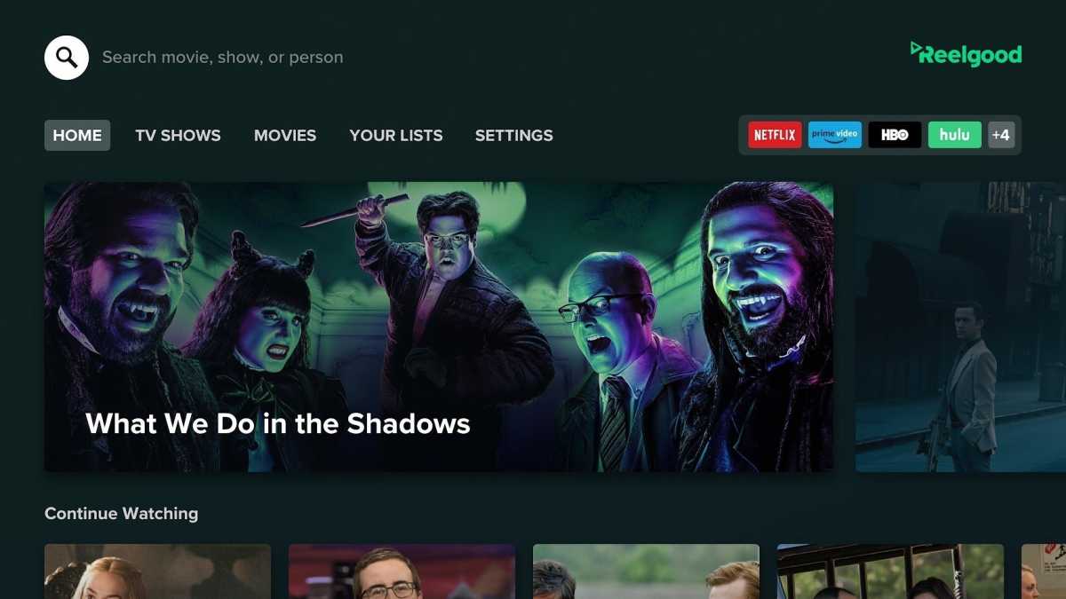 Screenshot from the website Reelgood