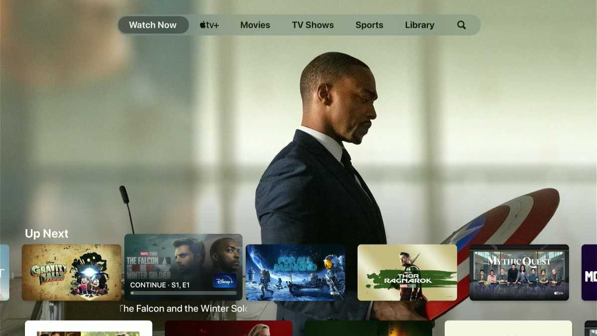 Screenshot showing the "up next" row in the Apple TV UI