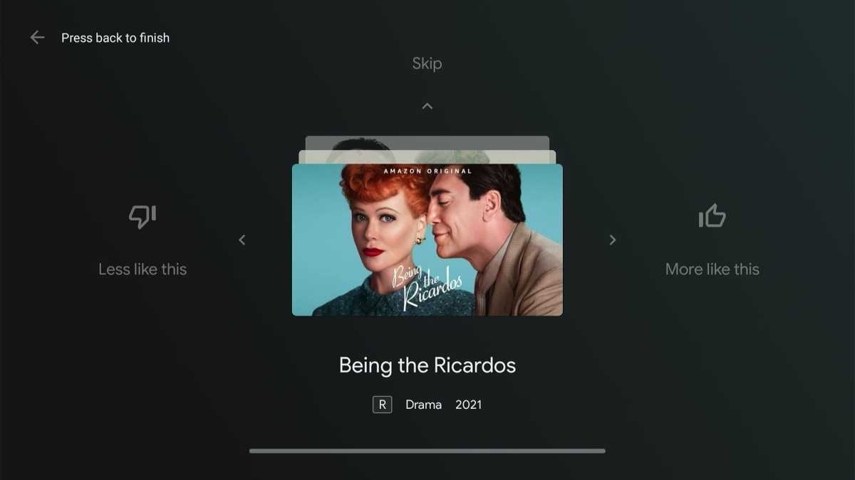 Screenshot of Google TV recommendations of what to watch