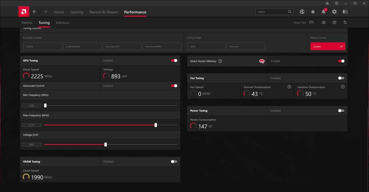 Radeon Settings improved results from undervolting
