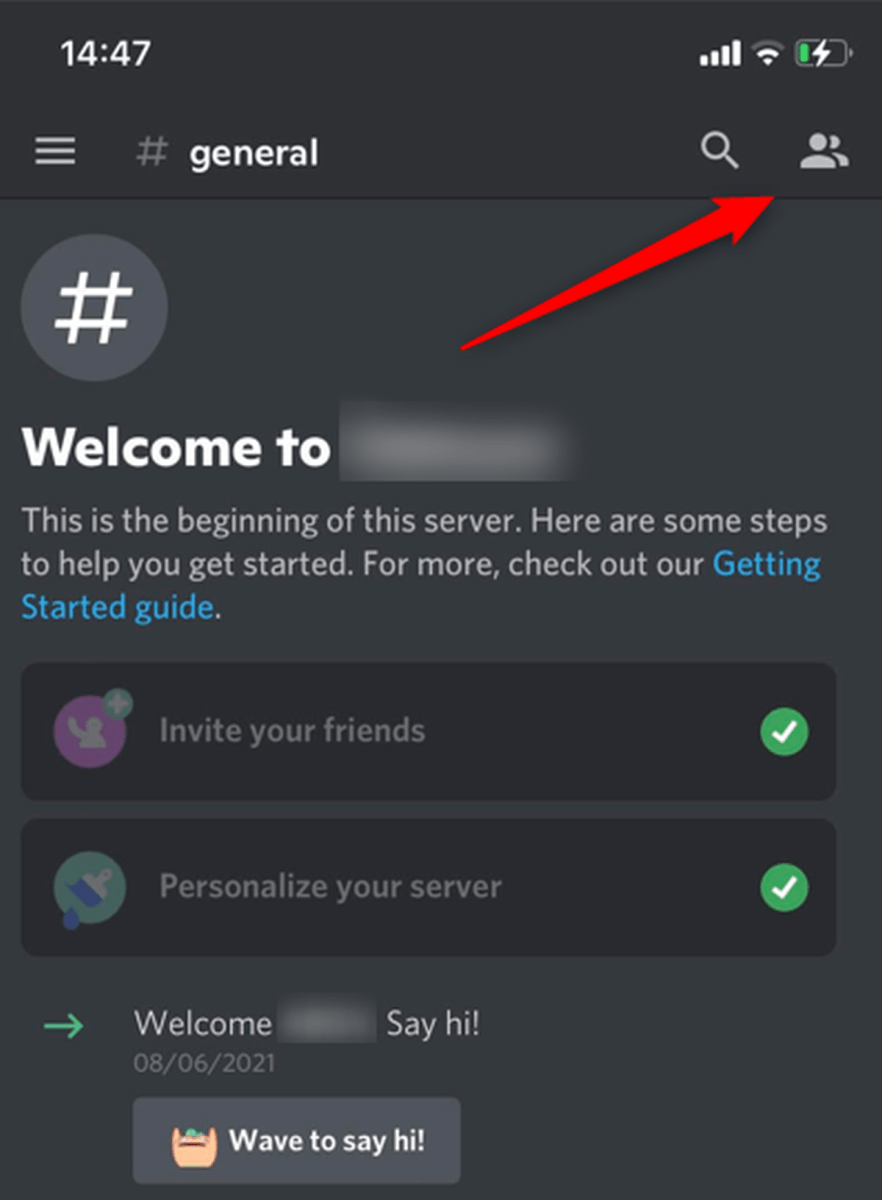 Tap the server members list icon