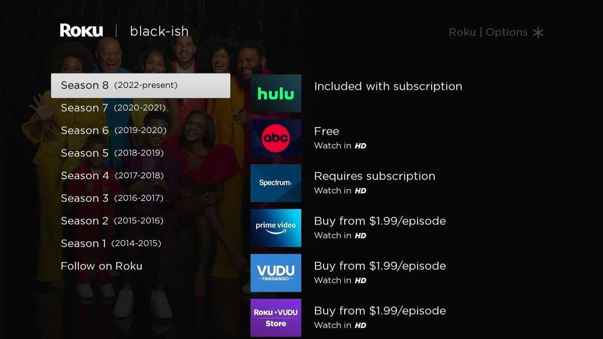 Roku universal search screenshot