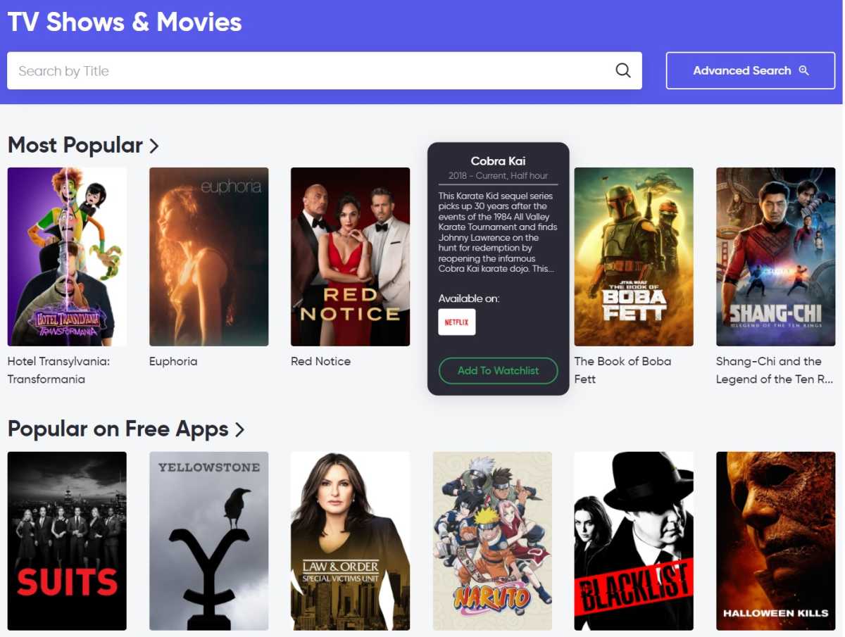 MyBundle's TV Shows and Movies menu