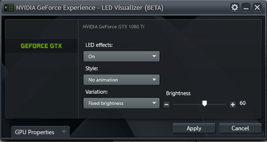 Nvidia GeForce Experience LED Visualizer