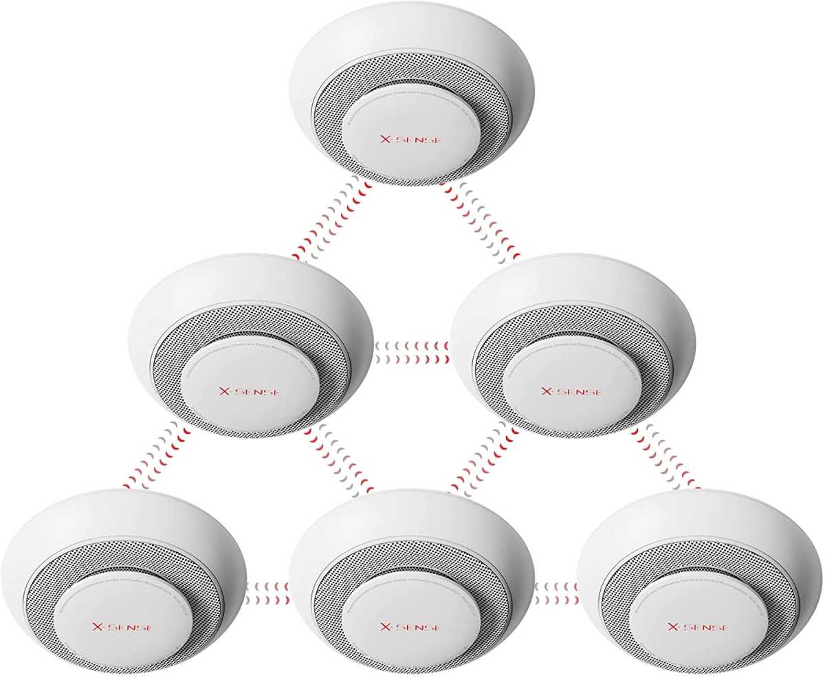 Six interconnected X-Sense XP-1-W smoke/CO detectors