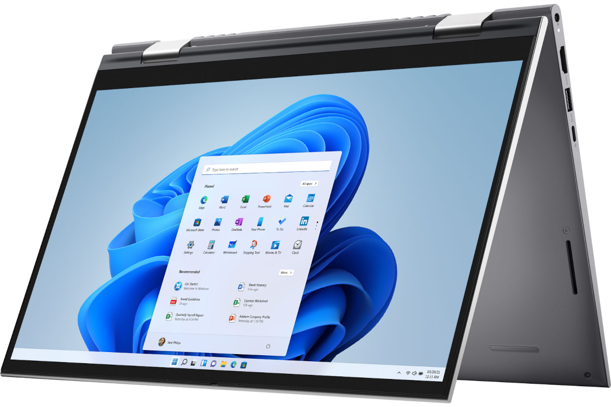 Dell Inspiron 14 2-in-1 in tent mode and running Windows 11