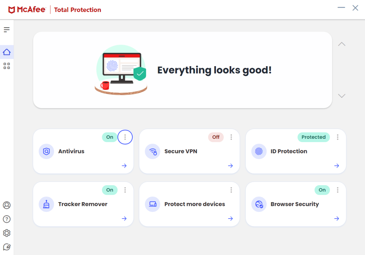 McAfee Total Protection Dashboard