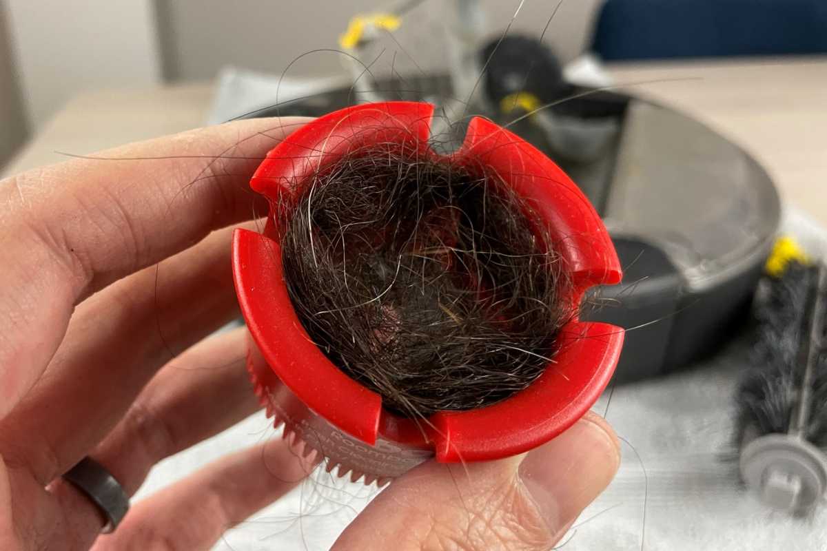 Hair in the Roomba hair removal tool