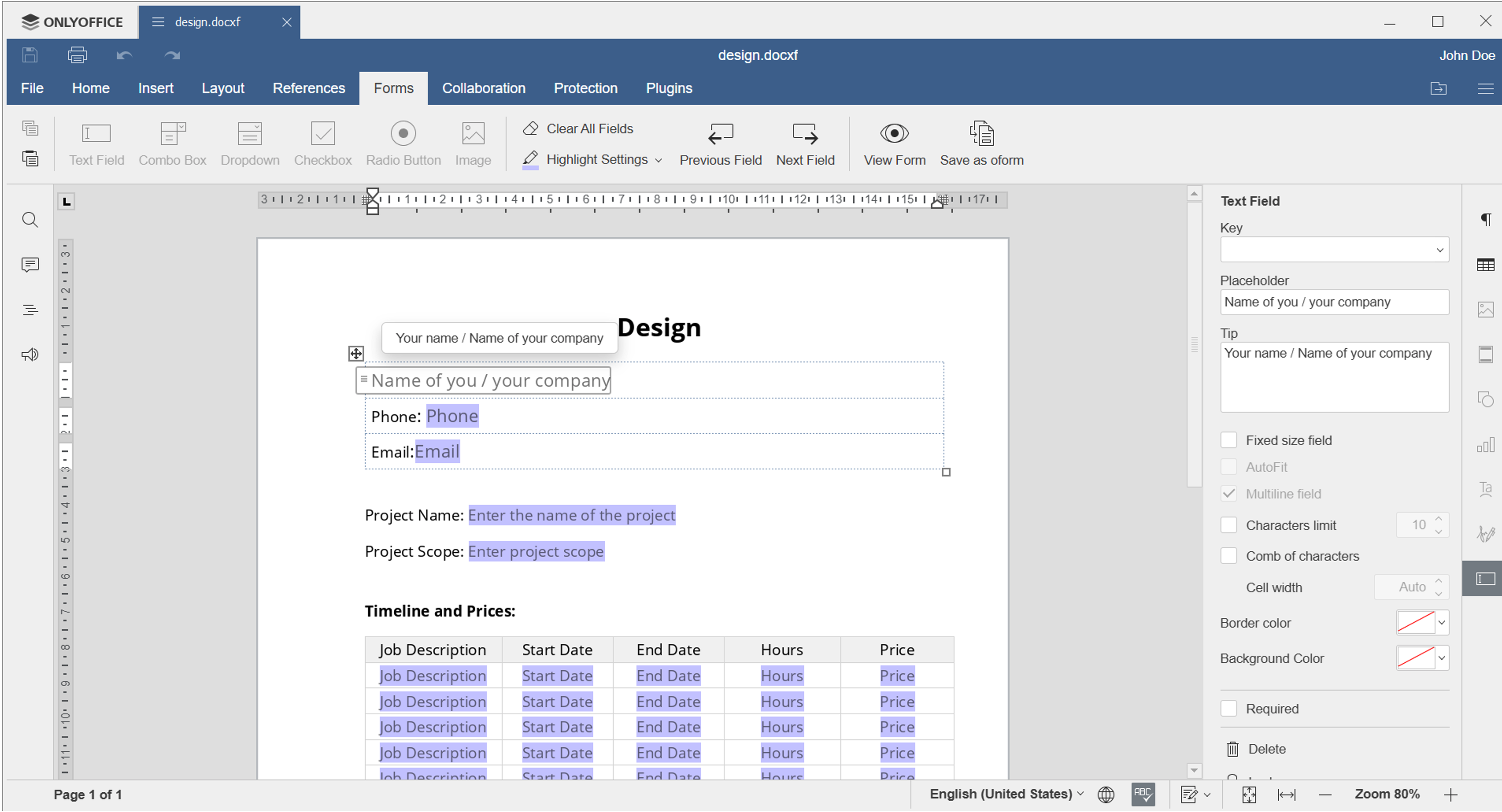 Fillable Form