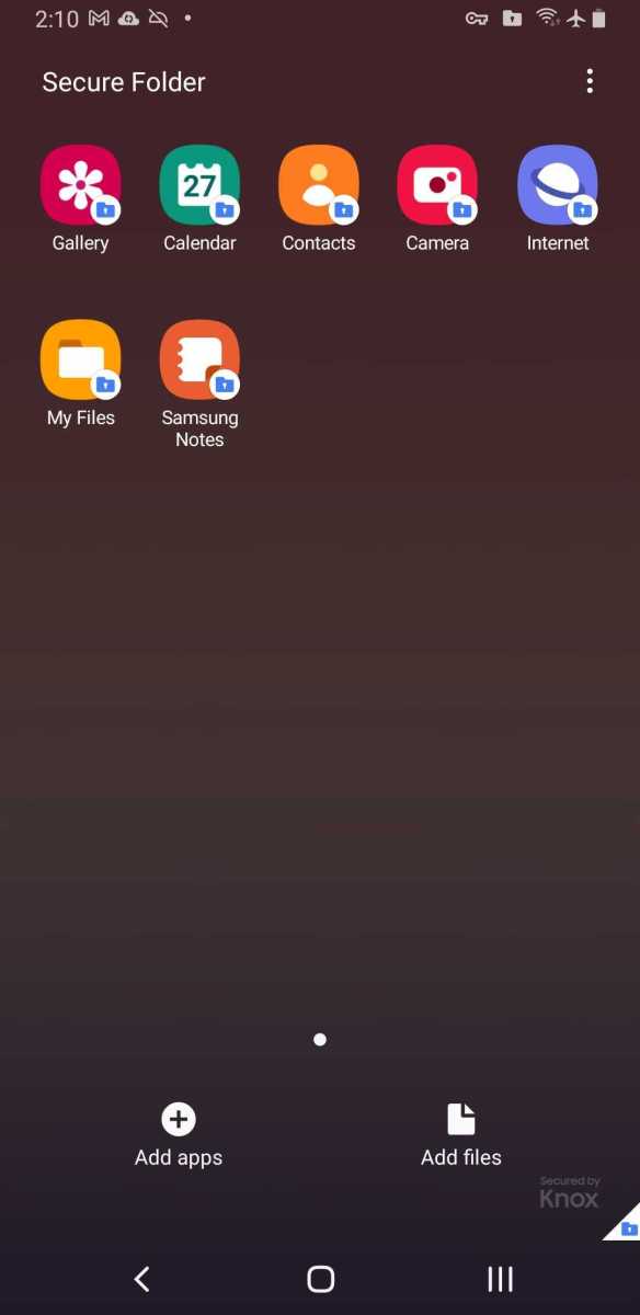 Samsung Secure Folder - view within Secure Folder