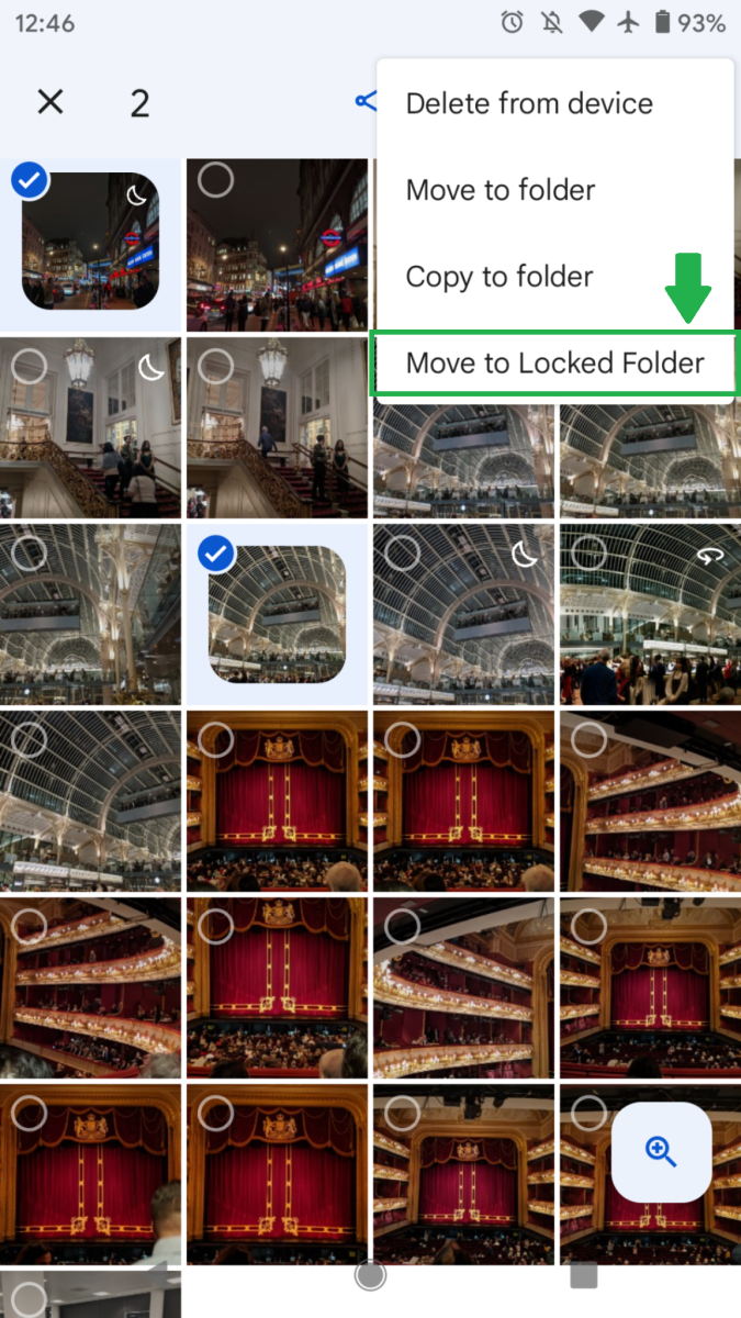 Move to Locked Folder screen in Google Photos