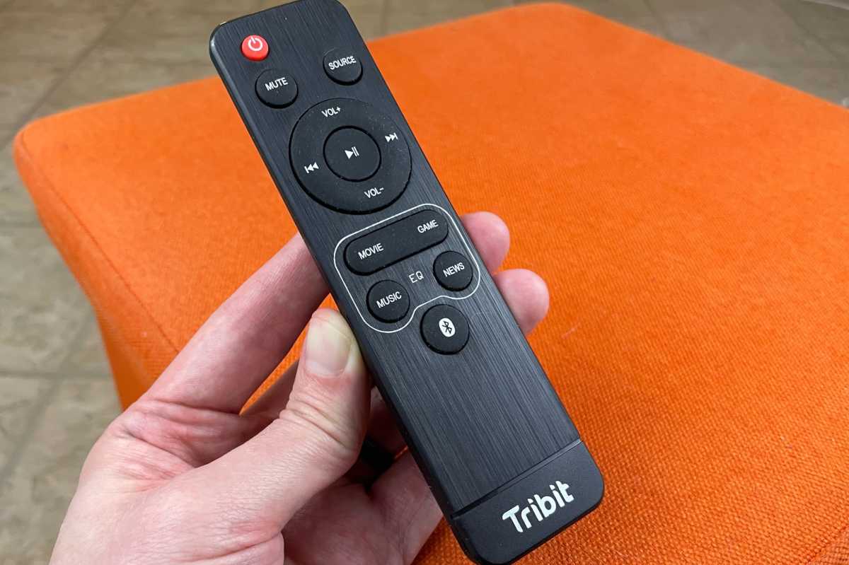 The Tribit Soundbar's remote control.