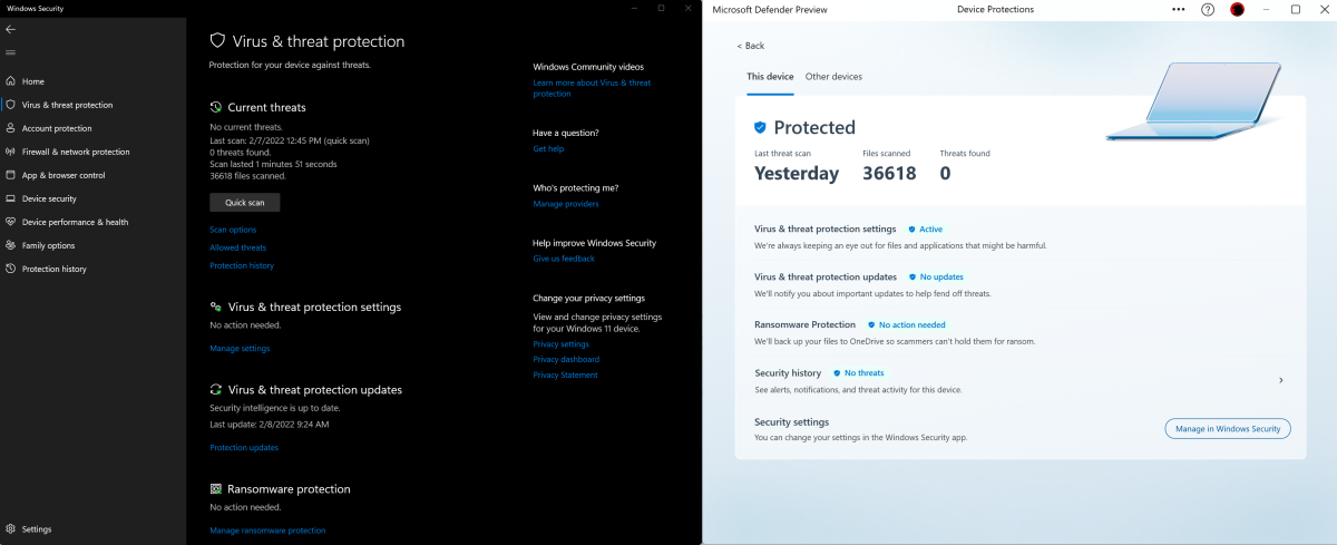 Windows Defender versus Microsoft Defender