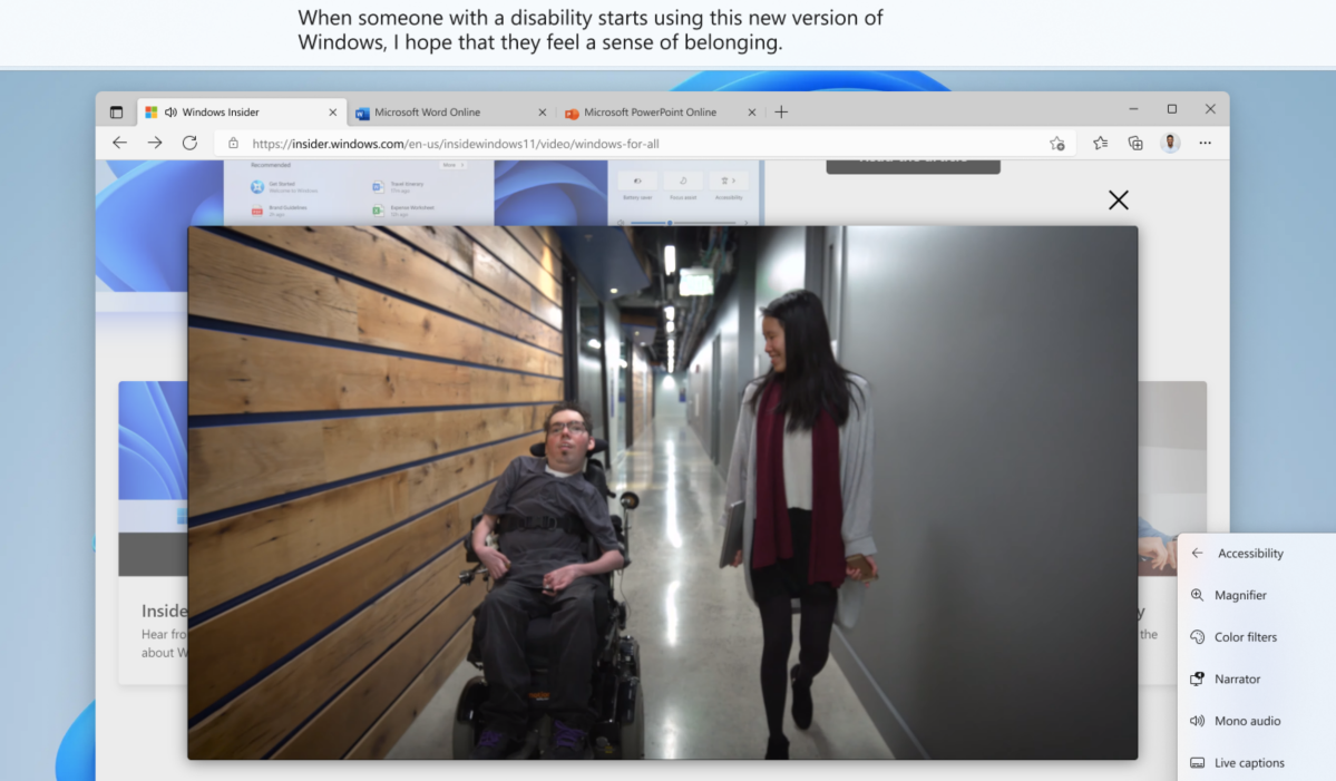 Windows 11 Insider Preview Build 22557 auto-generated captions