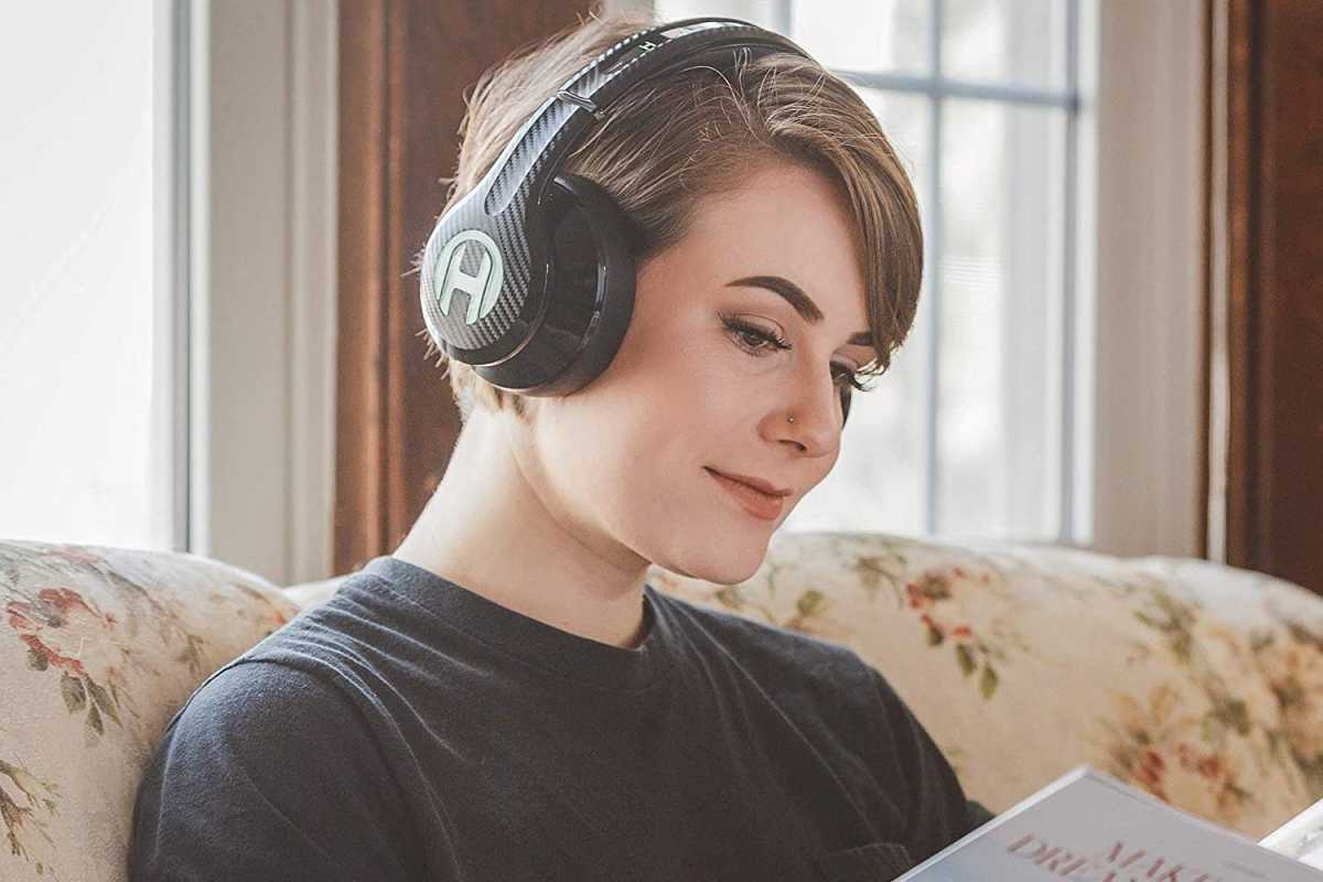 Model with Haymaker headphones