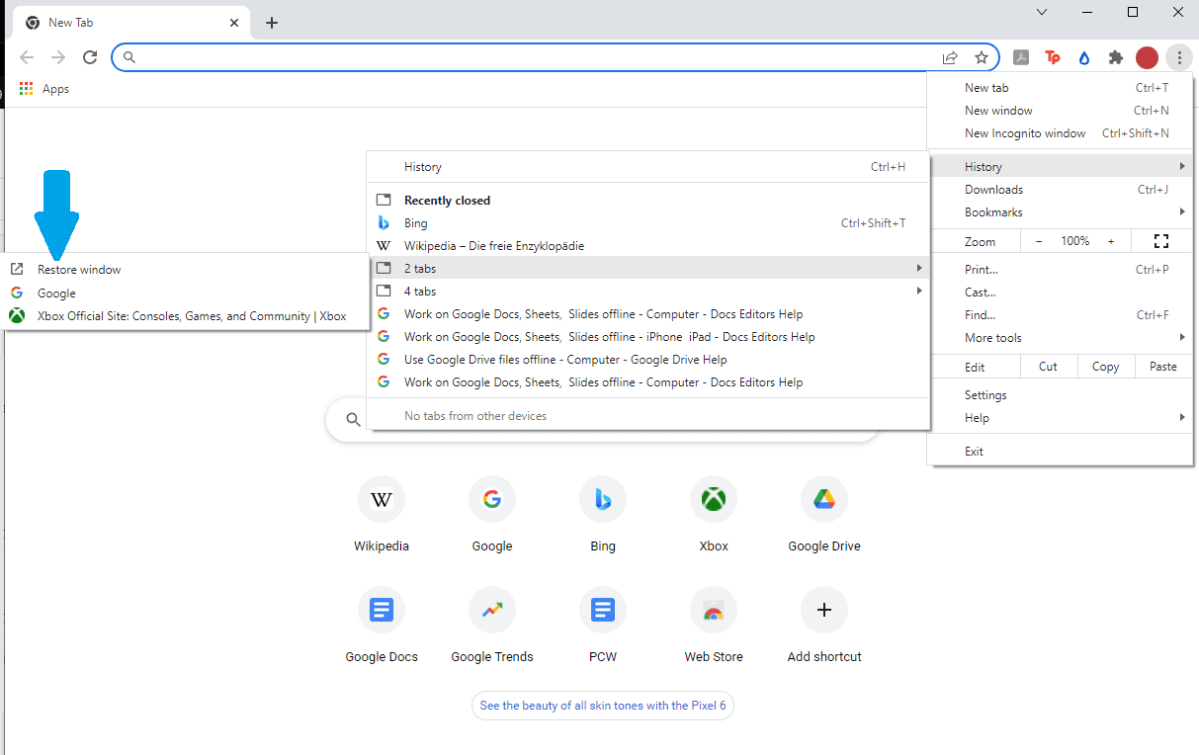 Screenshot Of Chrome'S Recently Closed Windows And Tabs