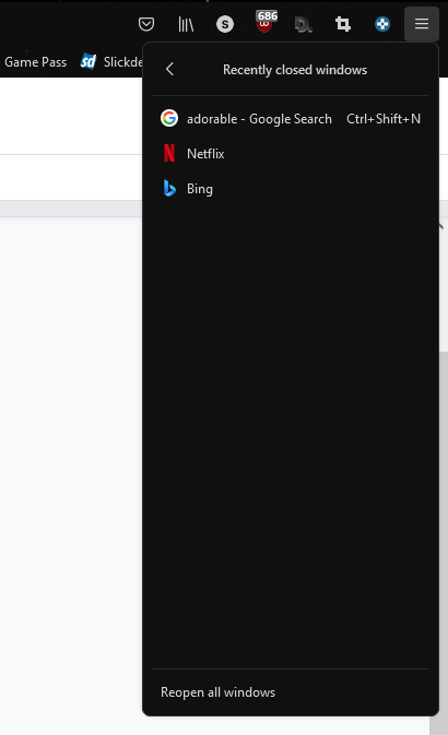Screenshot Of Firefox'S Recently Closed Windows