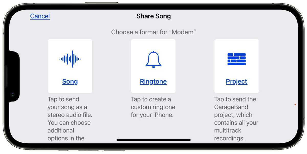 Share Song GarageBand iOS