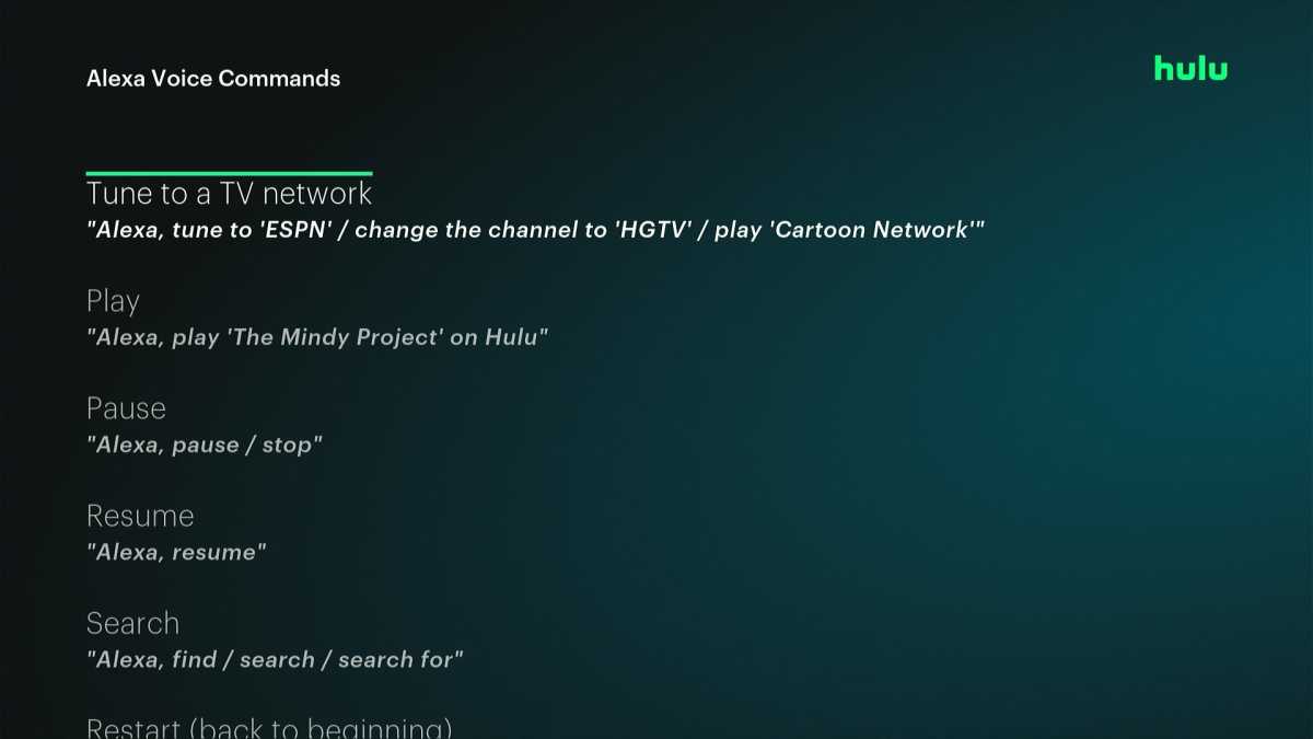 Hulu's Alexa features