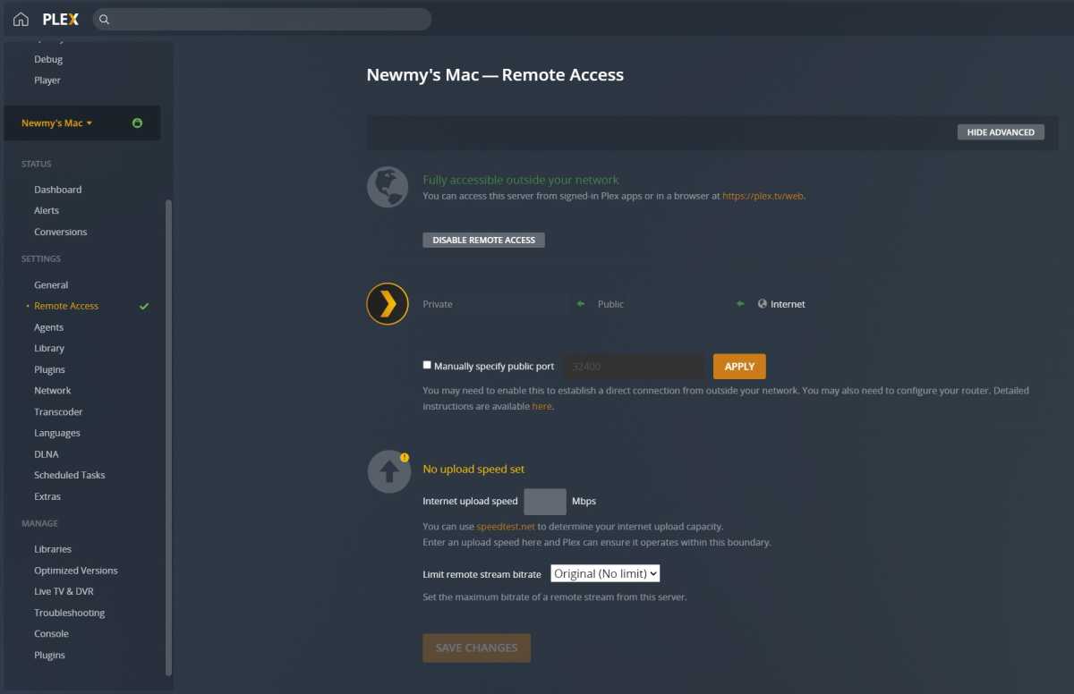 Plex Remote Access setup