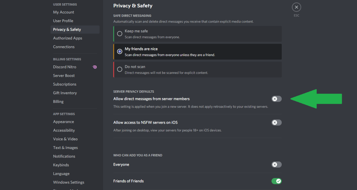 Inplementing disable Bot DM's – Discord