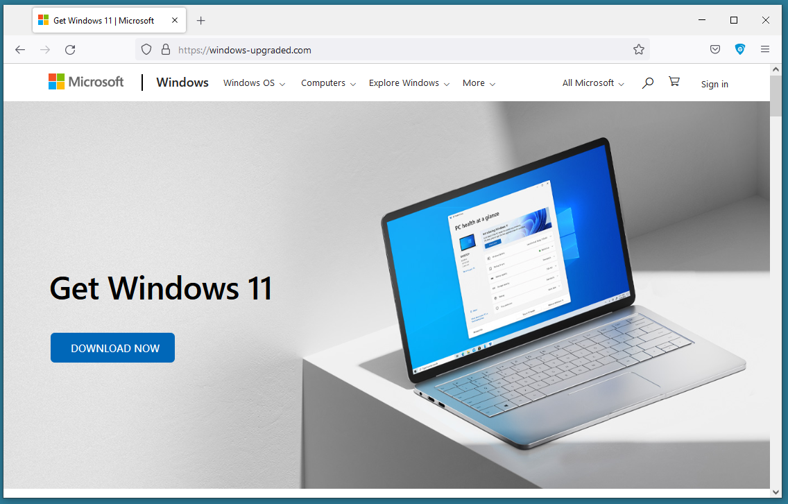 Fake windows 11 download site