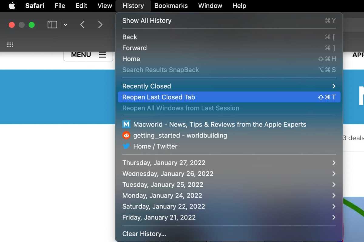 safari reopen last closed tab