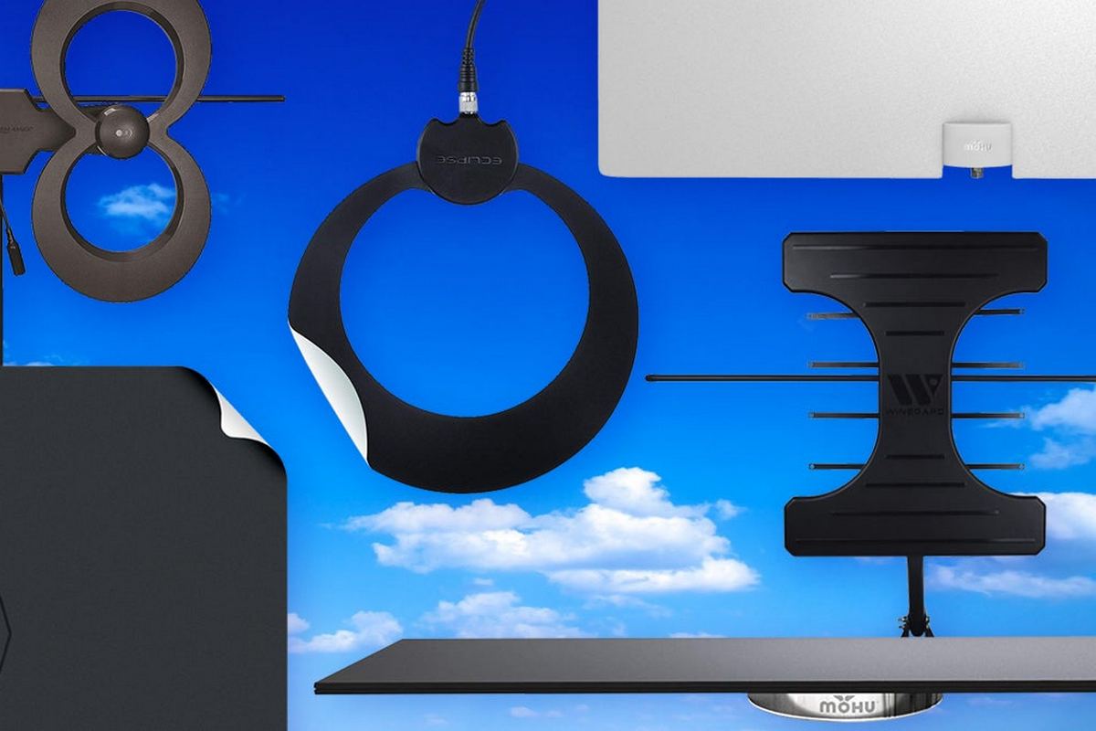 a collection of indoor and outdoor TV antennas