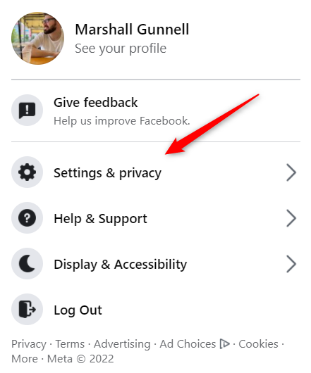 Click settings and privacy