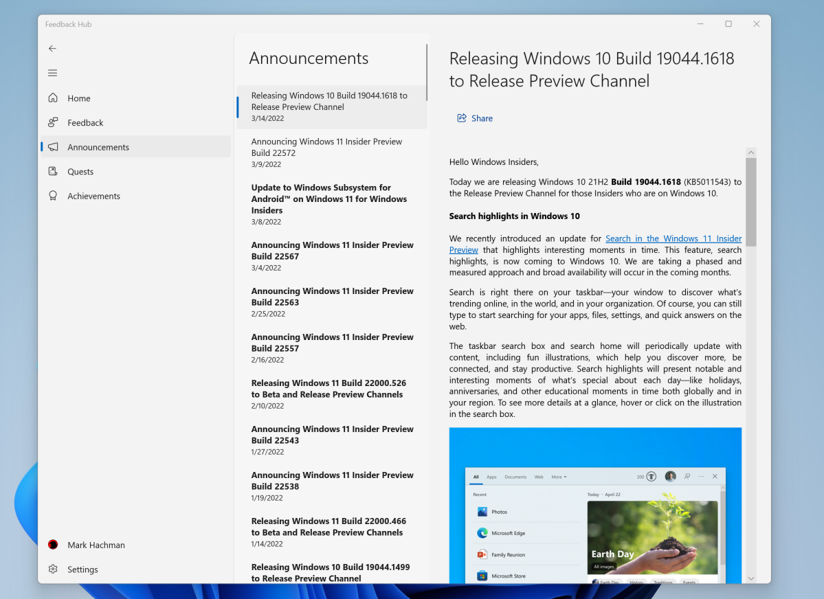 Windows 11 Feedback Hub