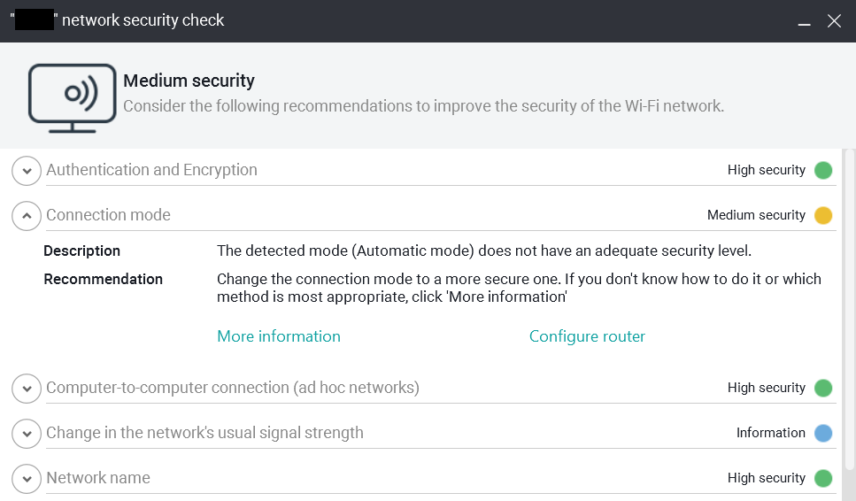 The Router Security Details Page For Panda Dome Complete