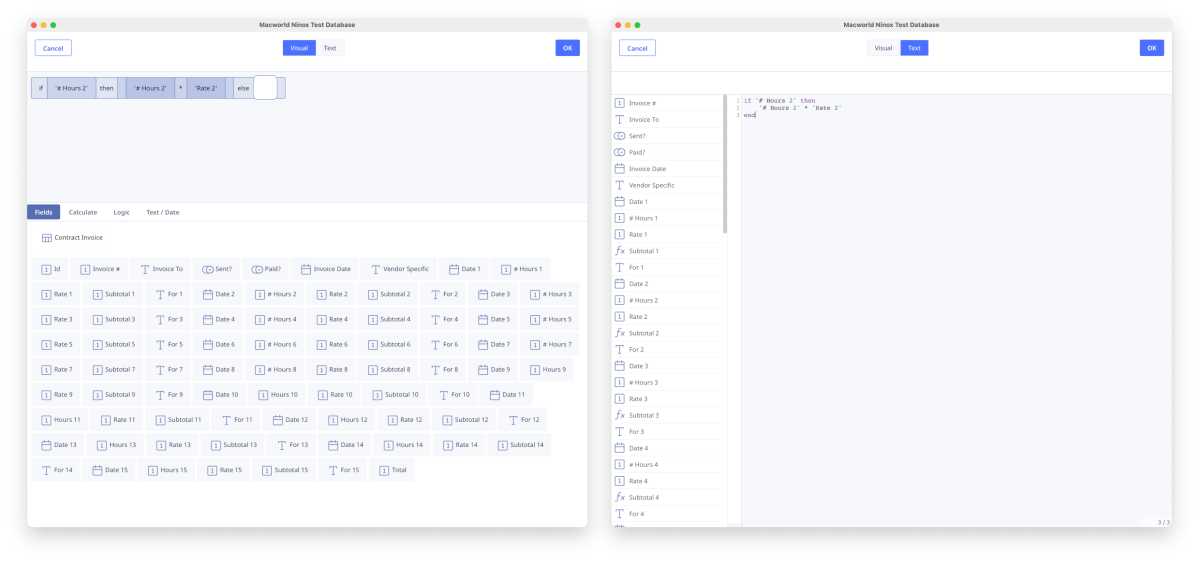 Ninox formula editor