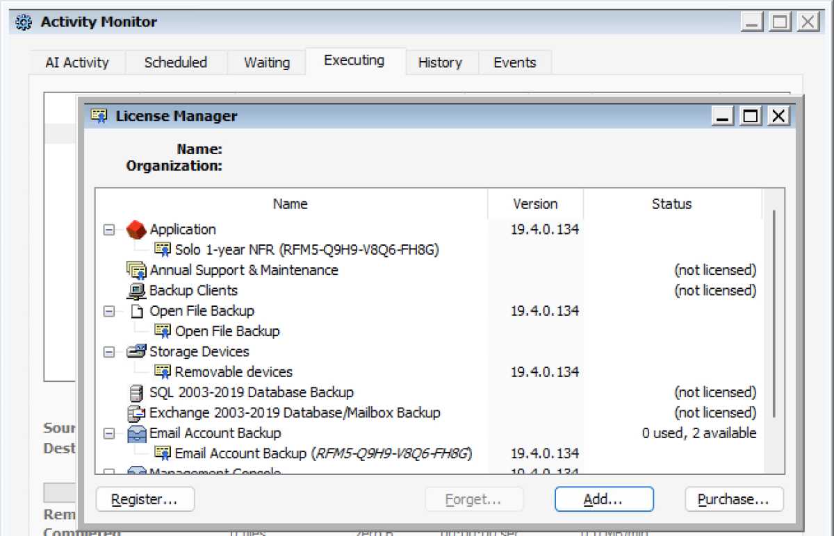 Retrospect 19 license manager 1