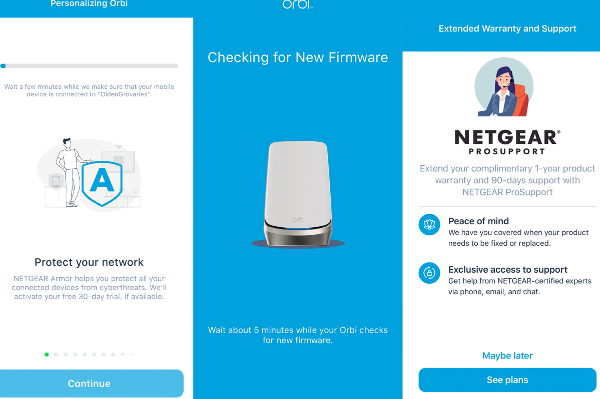 Netgear Orbi 6E Mesh setup screen