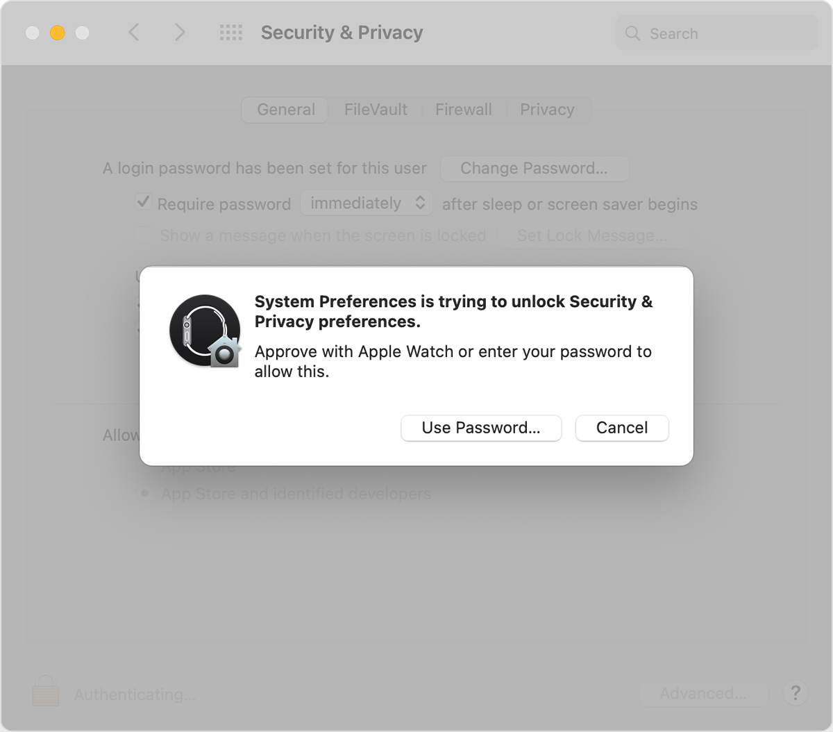 Fenêtre contextuelle de sécurité Apple Watch