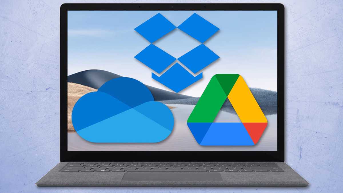 Microsoft Surface laptop dropbox onedrive google drive logos