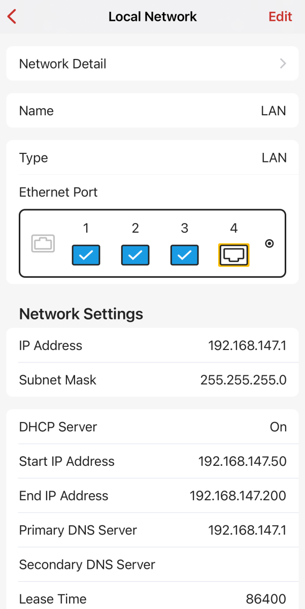 Configuration LAN du pare-feu