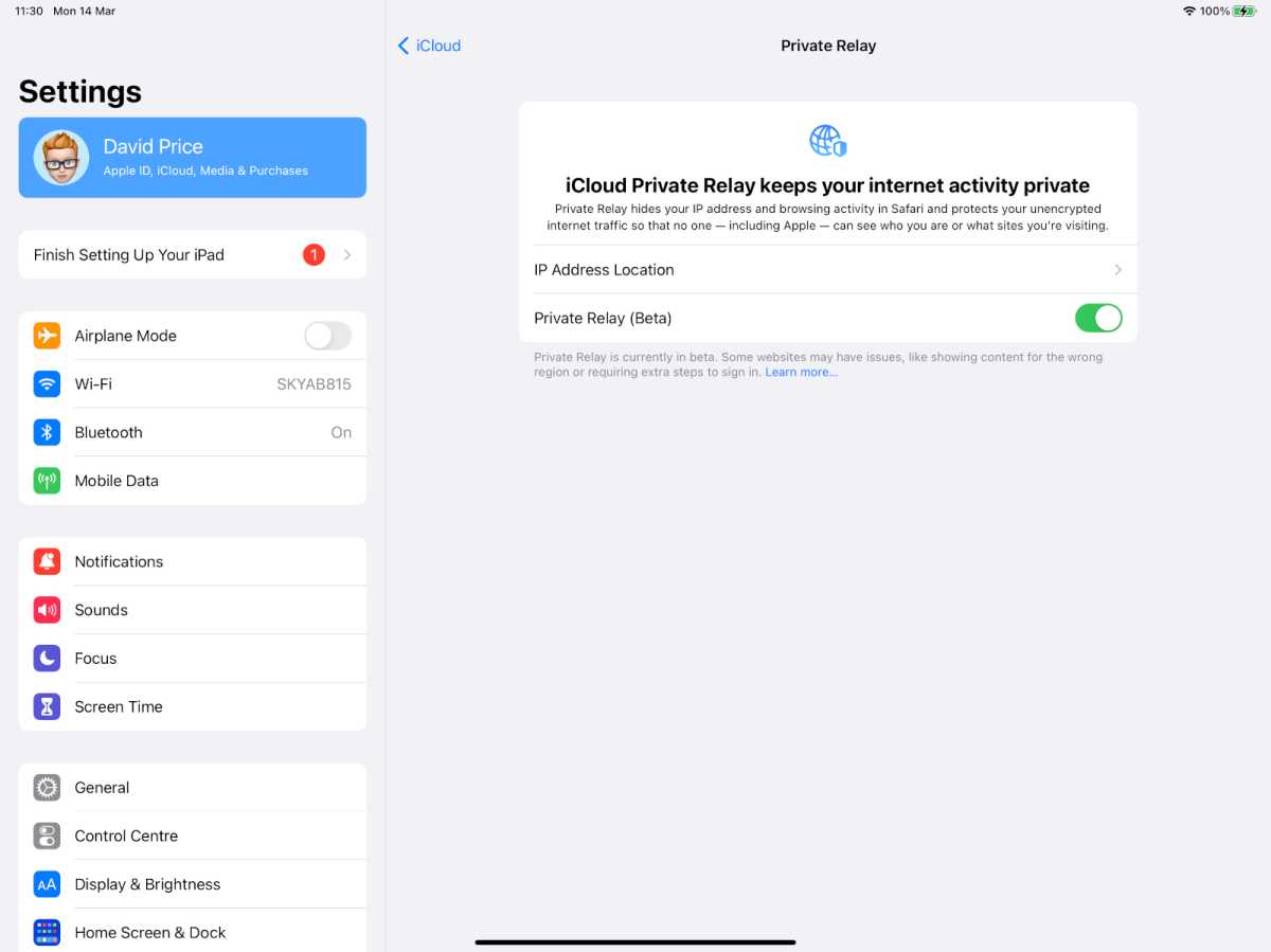 iCloud Private Relay on iPadOS 15