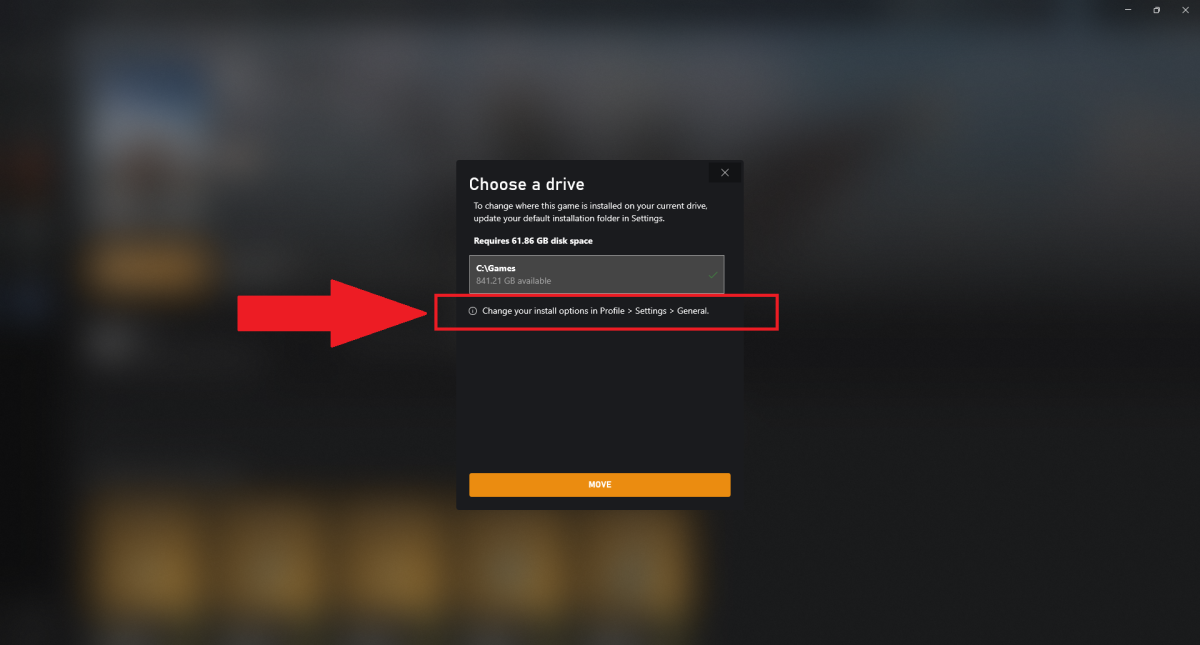 Xbox app install options warning
