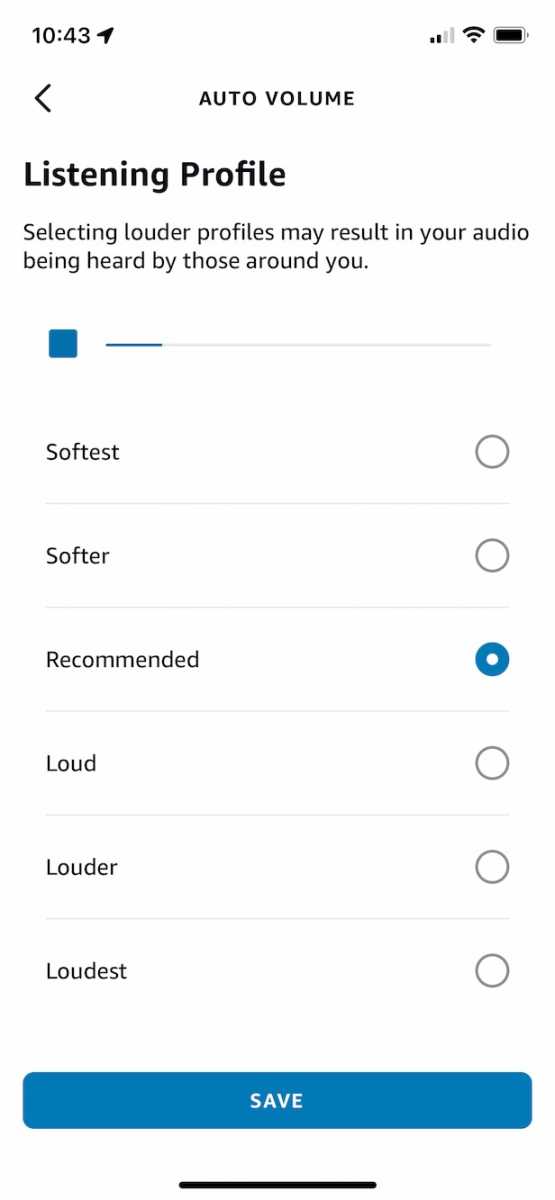 Amazon Echo Frames auto volume