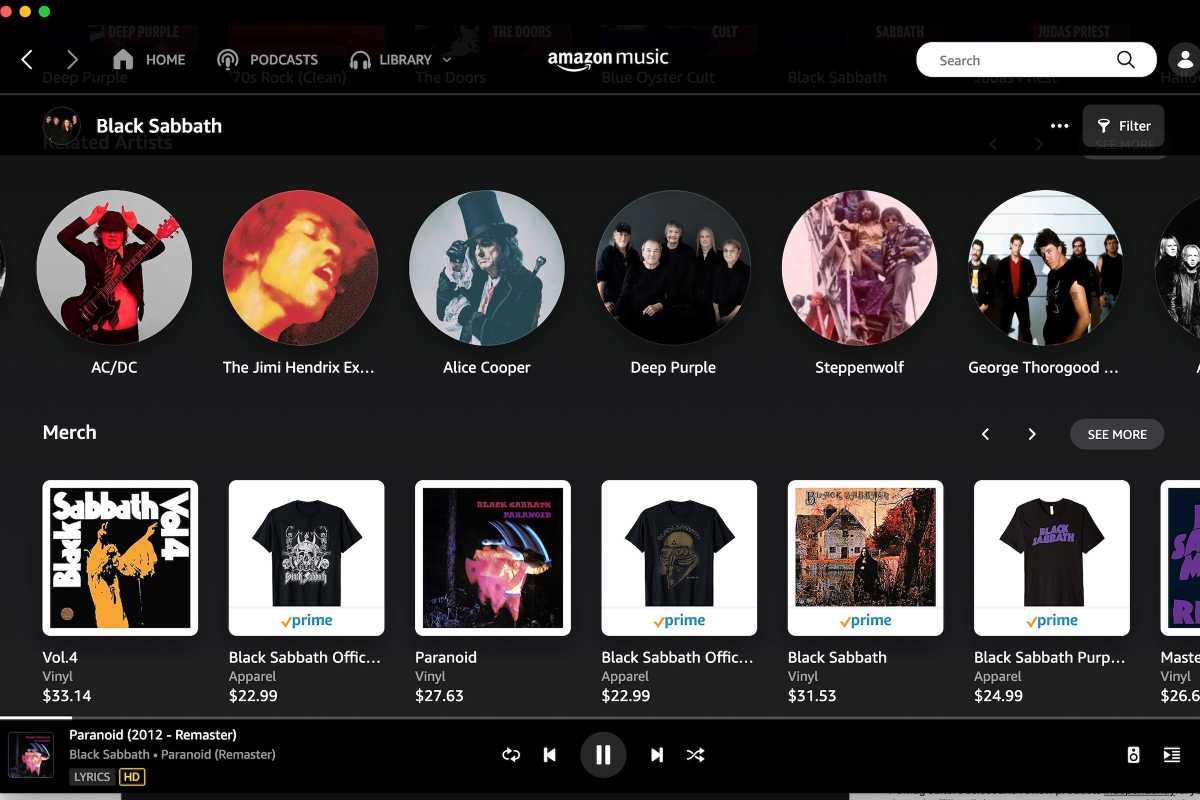 Liens de merchandising Amazon Music Unlimited