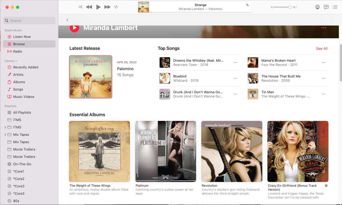 Apple Music artist home page