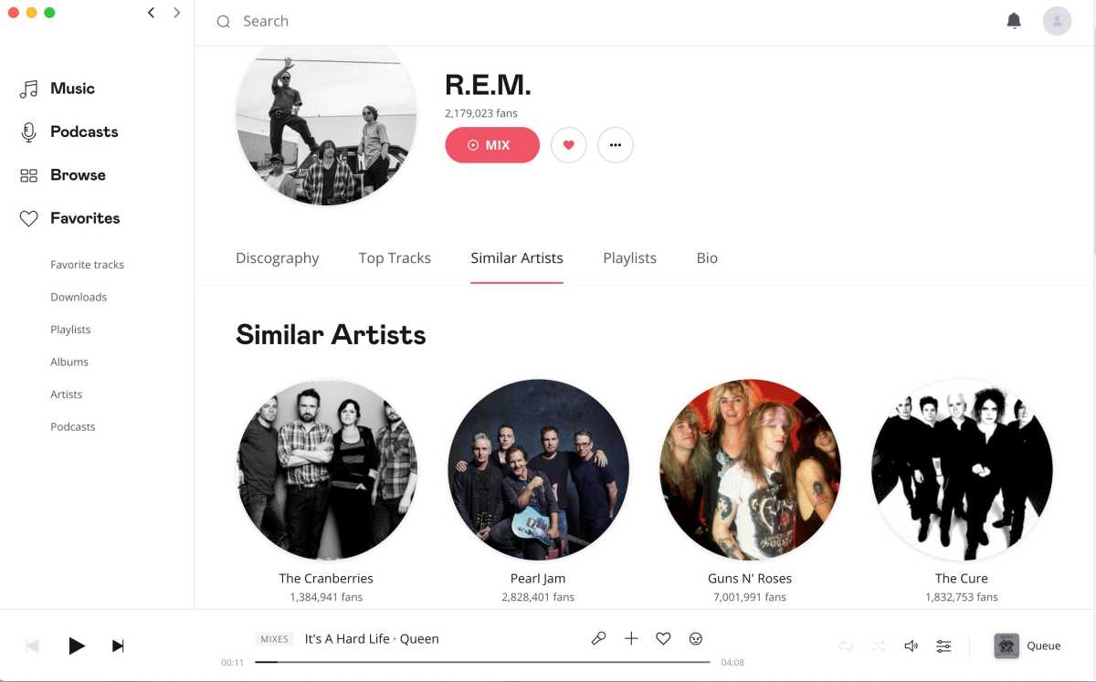 Recommandation d'artistes similaires à Deezer