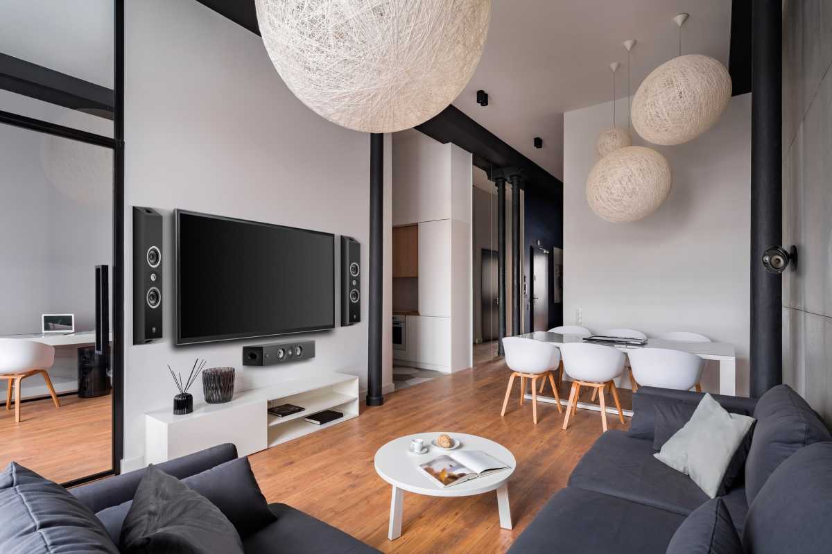 Focal On Wall 301 mounted next to a TV