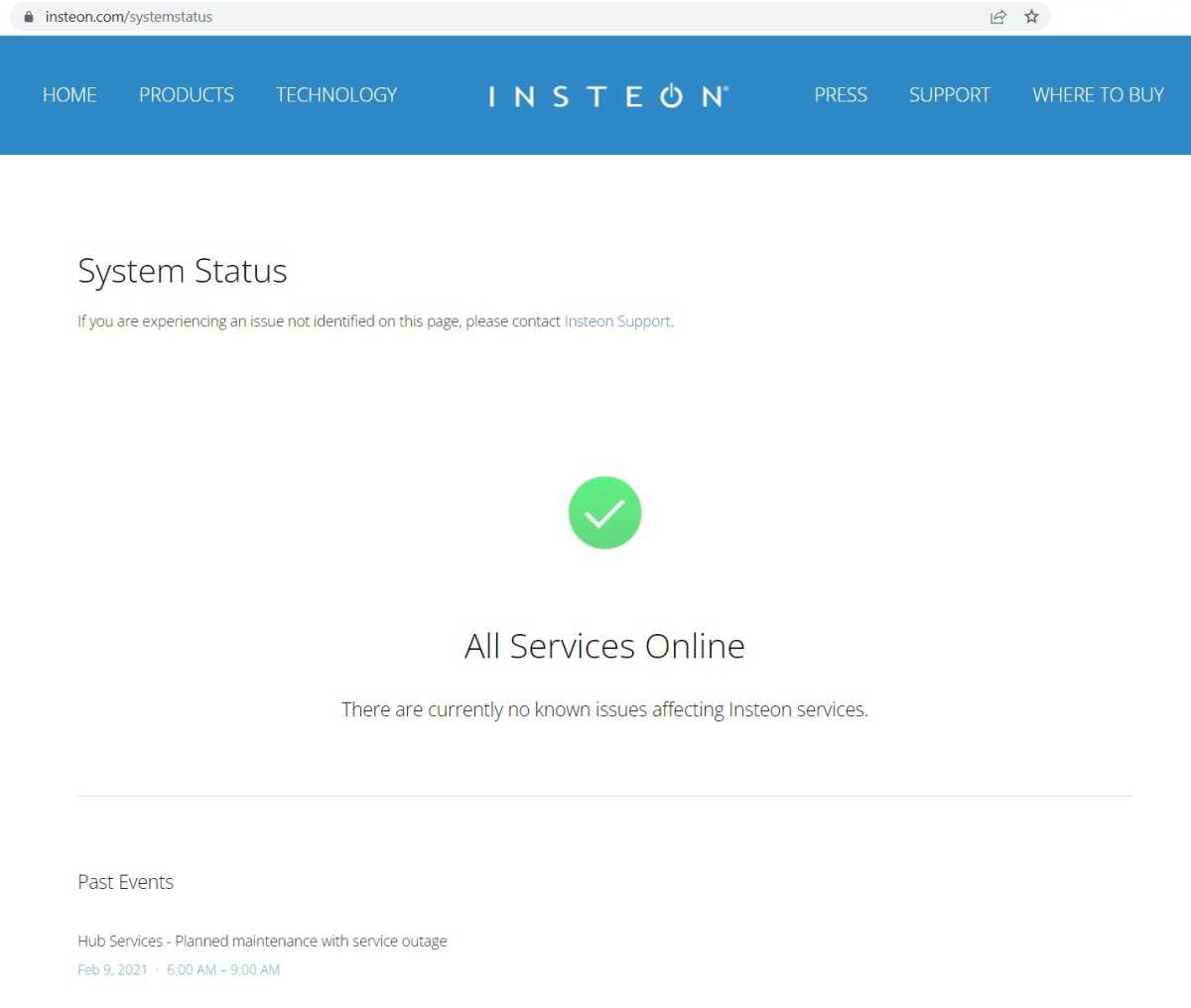 Insteon server status