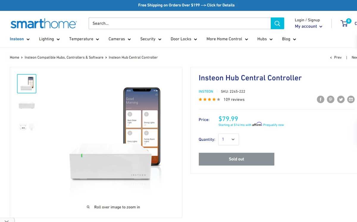 Insteon products sold out on Smarthome website