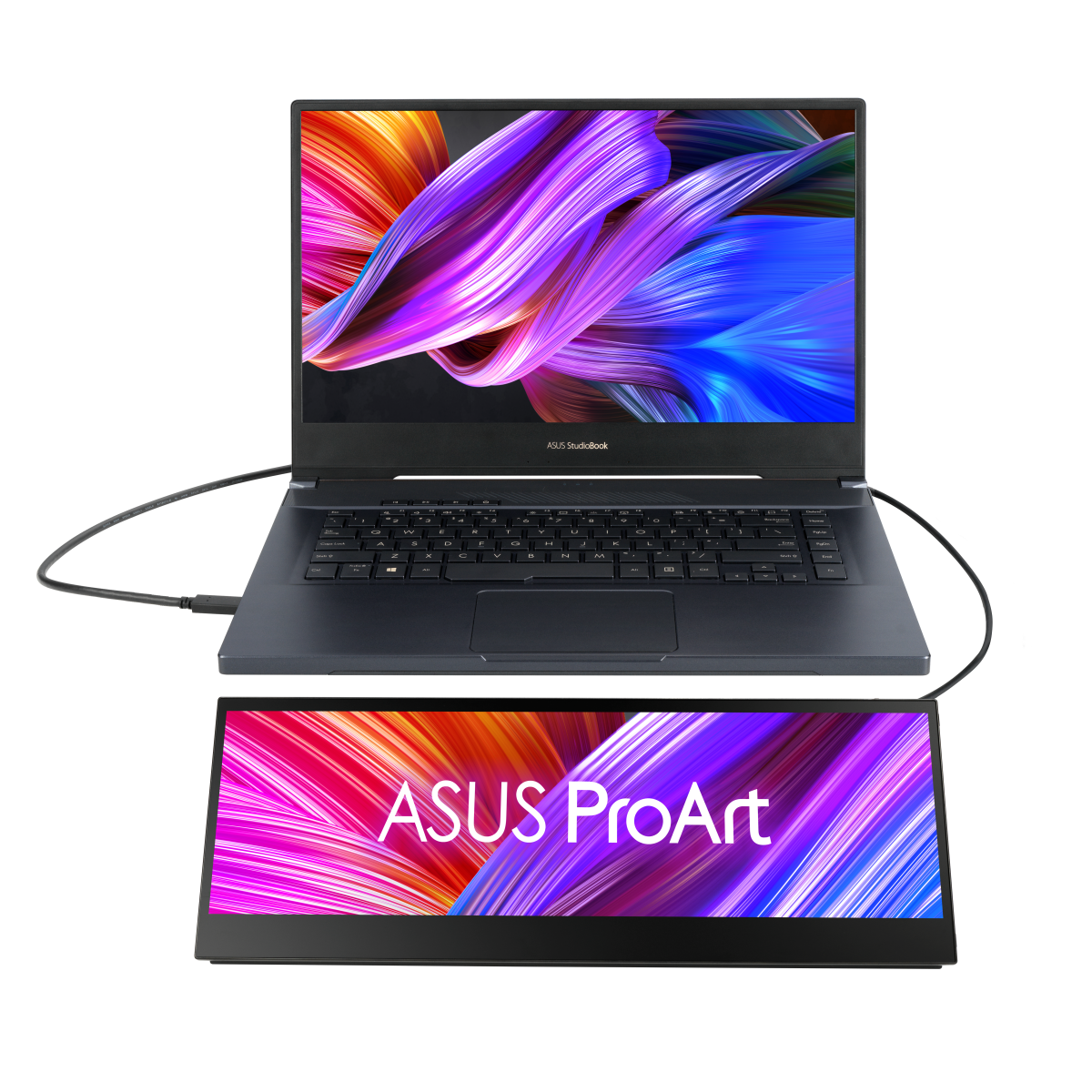 Monitor portátil Asus ProArt con computadora portátil