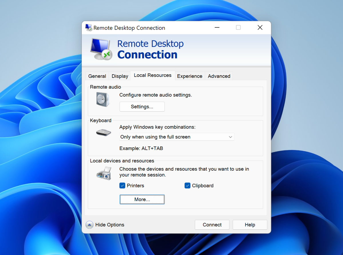 Remote desktop connection