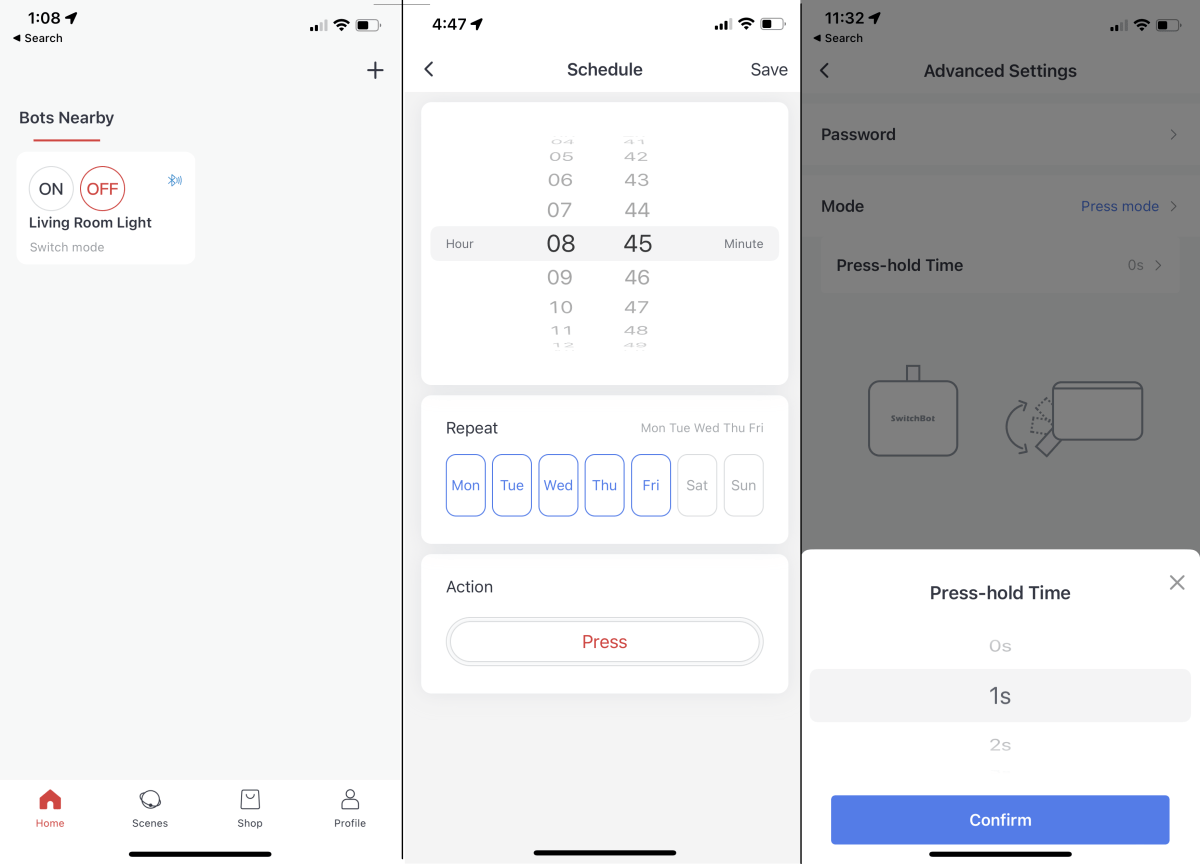 Switchbot app screenshots