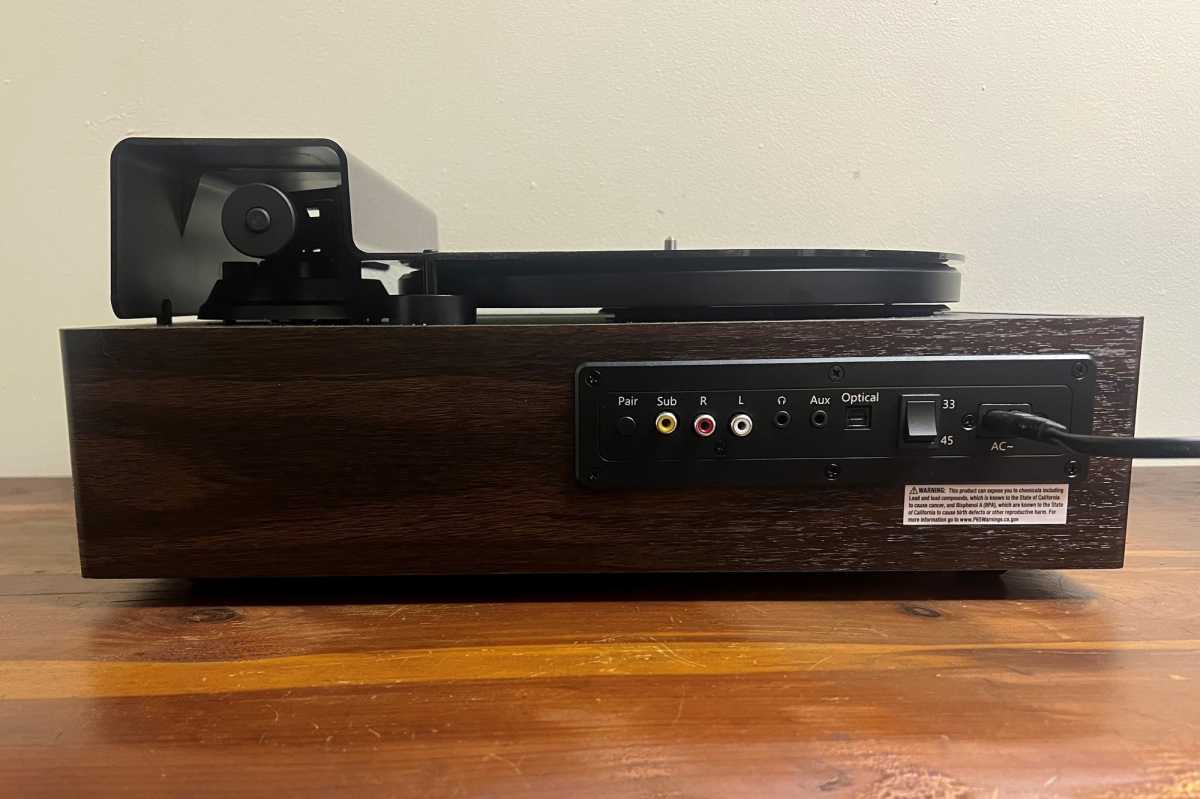 Rear panel of the Victrola V1 Music System